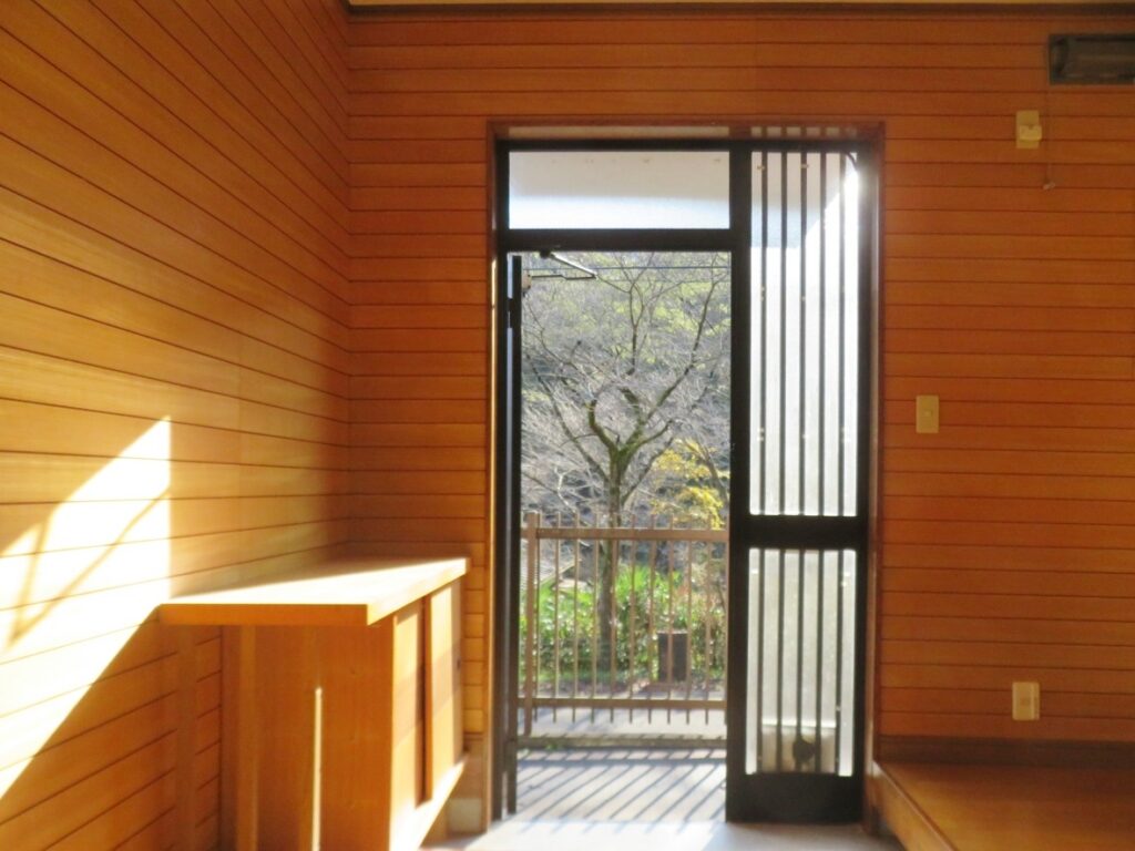 振り返ると、桜の木