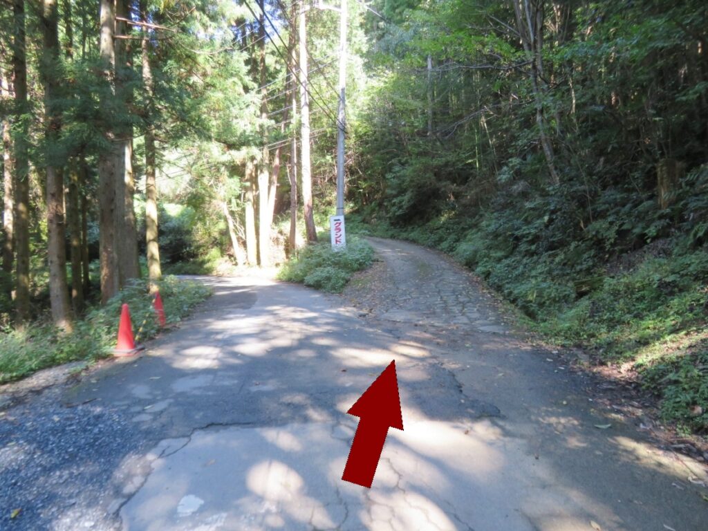秩父市、皆野町方面からは、ここを矢印の方へ