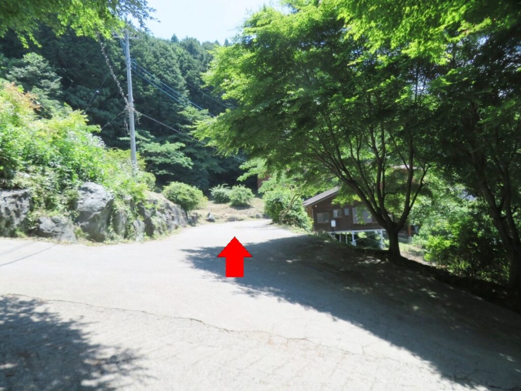 矢印の方へ、あおばの森に入ります